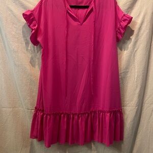 Pink Ruffle Hem Dress